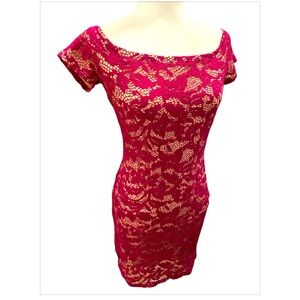 G by GUESS Merlot Floral Lace off the shoulder Dress